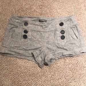 Express gray linen shorts
